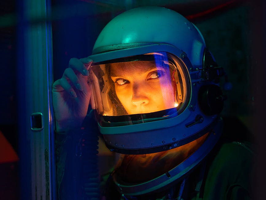 Italian astronaut brews the first espresso coffee in space. She wore a Star Trek costume